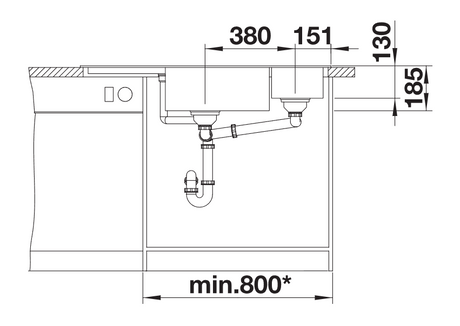 Blanco Delta II Corner - 523660 - Silgranit Inset Corner 1.0 Bowl Kitchen Sink - White