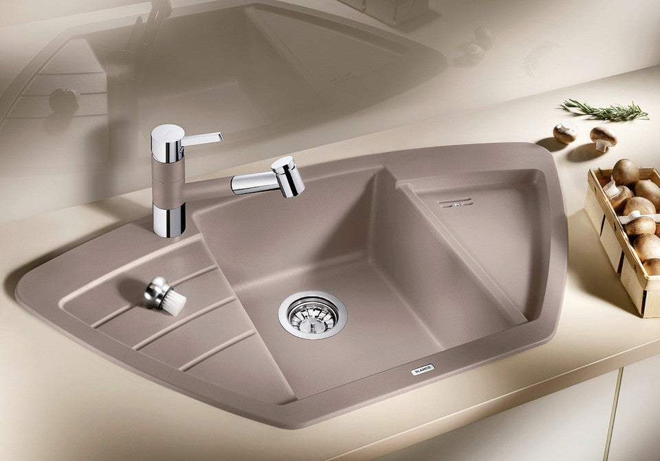 Blanco Zia 9 E Corner - 526031 - Silgranit Inset Corner 1.0 Bowl Kitchen Sink - Black