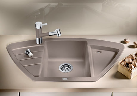 Blanco Zia 9 E Corner - 527212 - Silgranit Inset Corner 1.0 Bowl Kitchen Sink - Soft White