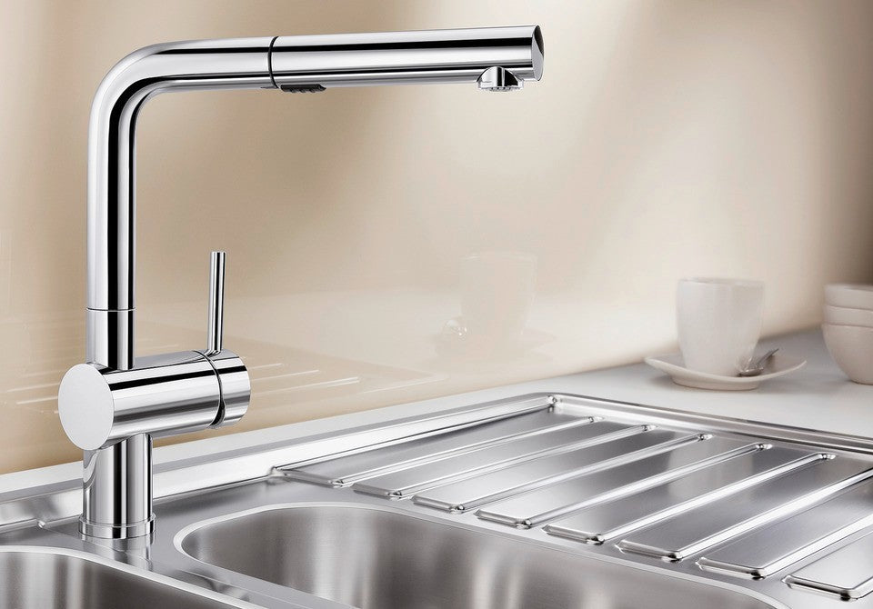 Blanco Linus-S Vario - 518406 - Single Lever Monobloc Kitchen Tap with Pull-out Spray - Chrome
