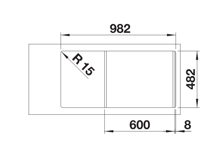 Blanco LIVIT II 6 S - 456449 - 1.5 Bowl Inset Stainless Steel Sink