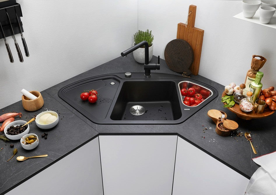 Blanco Delta II Corner - 523666 - Silgranit Inset Corner 1.0 Bowl Kitchen Sink - Tartufo
