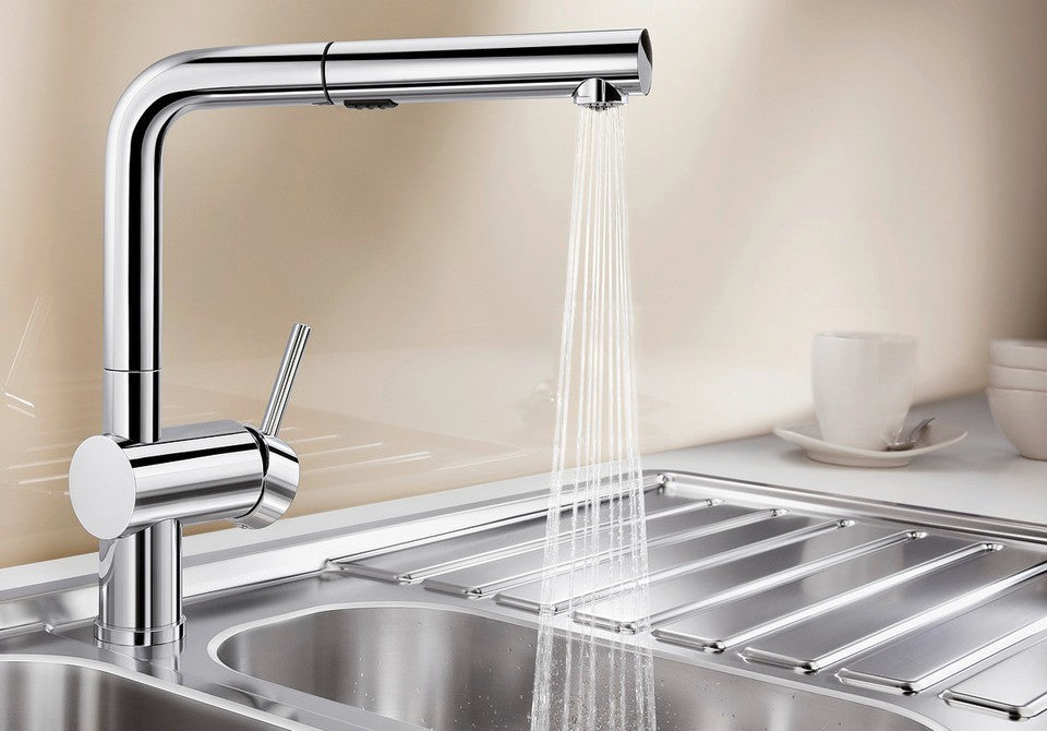 Blanco Linus-S Vario - 518406 - Single Lever Monobloc Kitchen Tap with Pull-out Spray - Chrome