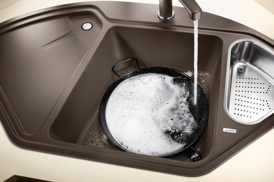 Blanco Delta II Corner - 523666 - Silgranit Inset Corner 1.0 Bowl Kitchen Sink - Tartufo