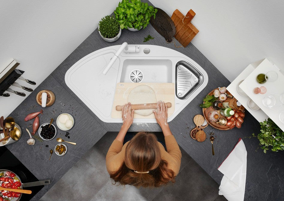 Blanco Delta II Corner - 523666 - Silgranit Inset Corner 1.0 Bowl Kitchen Sink - Tartufo