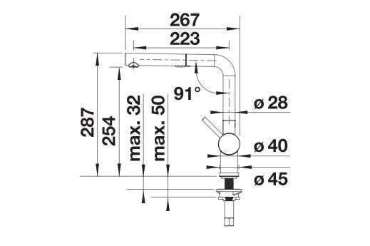 Blanco Linus-S Vario - 518406 - Single Lever Monobloc Kitchen Tap with Pull-out Spray - Chrome