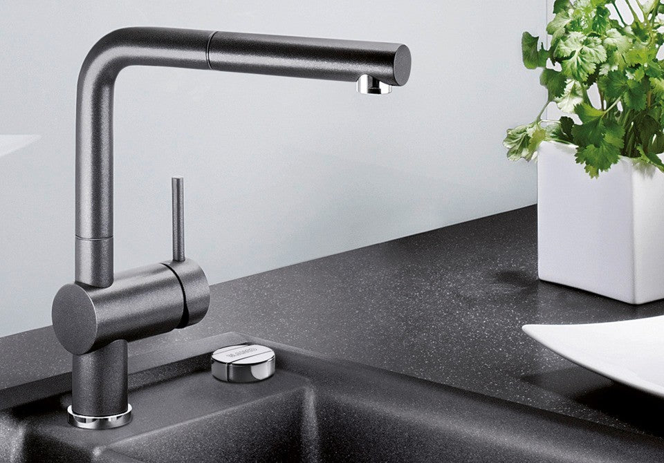 Blanco Linus-S - 516688 - Single Lever Monobloc Kitchen Tap with Pull-out Spray - Silgranit Anthracite