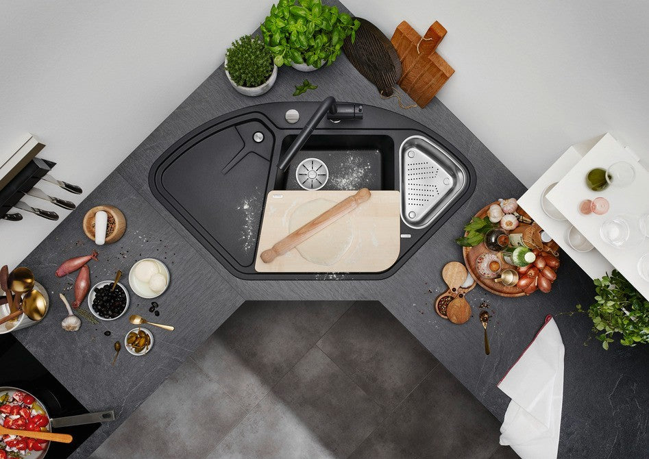 Blanco Delta II Corner - 523666 - Silgranit Inset Corner 1.0 Bowl Kitchen Sink - Tartufo