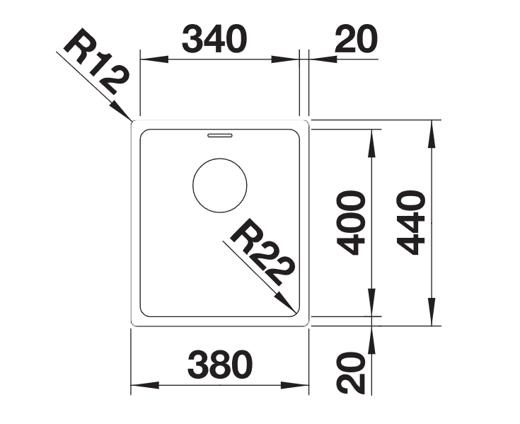 Blanco Andano 340-IF - 522953 - Single Bowl Inset Kitchen Sink - Stainless Steel
