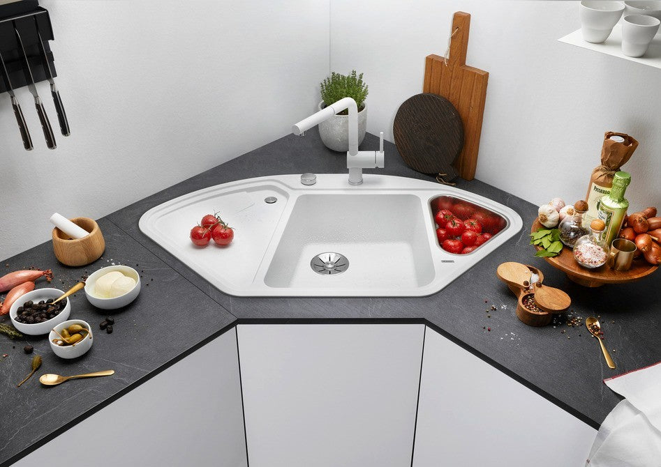 Blanco Delta II Corner - 523666 - Silgranit Inset Corner 1.0 Bowl Kitchen Sink - Tartufo