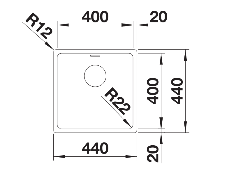 Blanco Andano 400-IF - 522957 - Single Bowl Inset Kitchen Sink - Stainless Steel