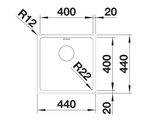 Blanco Andano 400-IF - 522957 - Single Bowl Inset Kitchen Sink - Stainless Steel