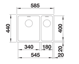 Blanco Andano 340/180-IF LH - 522975 - 1.5 Bowl Inset Kitchen Sink - Stainless Steel