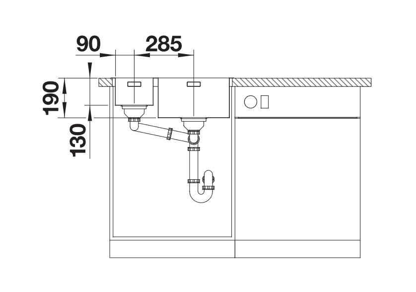 Blanco Andano 340/180-IF LH - 522975 - 1.5 Bowl Inset Kitchen Sink - Stainless Steel