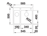Blanco Andano 340/180-IF/A RH - 525247 - 1.5 Bowl Inset Kitchen Sink - Stainless Steel