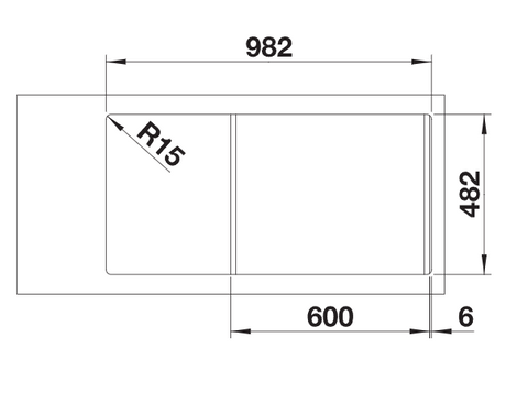 Blanco LIVIT XL 6 S - 453364 - 1.0 Bowl Inset Stainless Steel Sink