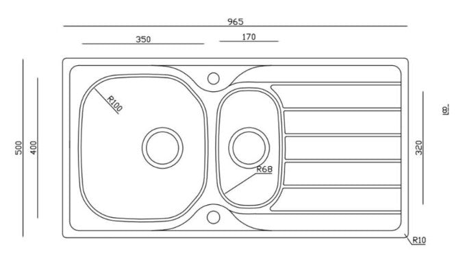 1810 BILANCIODUO 965I REV Stainless Steel Kitchen Sink