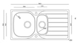 1810 BILANCIODUO 965I REV Stainless Steel Kitchen Sink