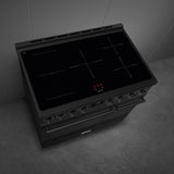 Smeg C92IPN2 90x60cm Symphony Dual Cavity Pyrolytic Cooker with Induction Hob in Matte Black