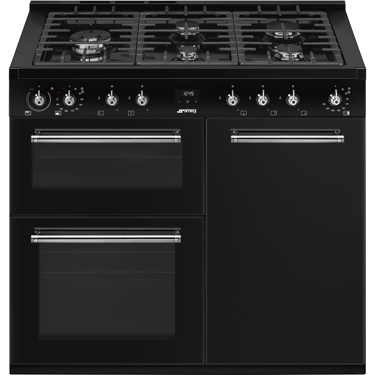 Smeg CX103GMBL 100x60cm Concert Dual Fuel Range Cooker with Gas Hob in Black