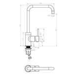 1810 CAS/01/CH Cascata Square Kitchen Tap Single Lever Mixer - Chrome