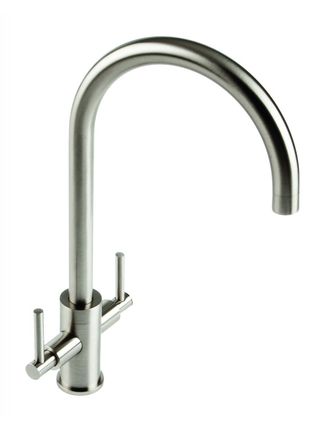 1810 CUR/02/BS Curvato Round Spout Twin Lever Kitchen Tap - Brushed Steel