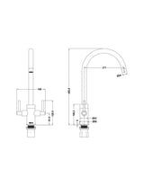 1810 CUR/02/BS Curvato Round Spout Twin Lever Kitchen Tap - Brushed Steel