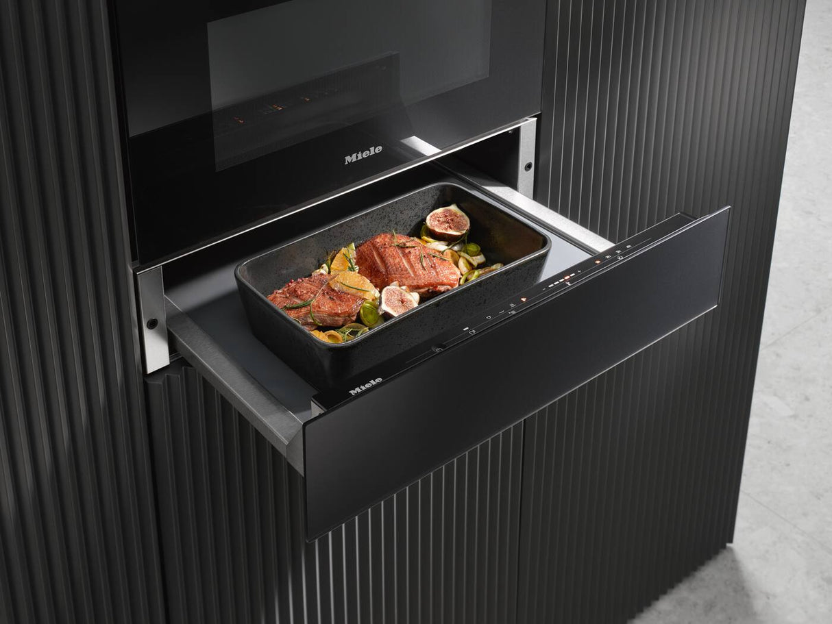 Miele Pureline ESW7010-OBBL14cm High Built-In Warming Drawer - Obsidian Black