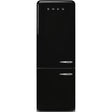 Smeg FAB38LBL6 Retro Free Standing Refrigerator in Black Left hand hinge 706 mm wide Gloss finish - Lux Appliances 