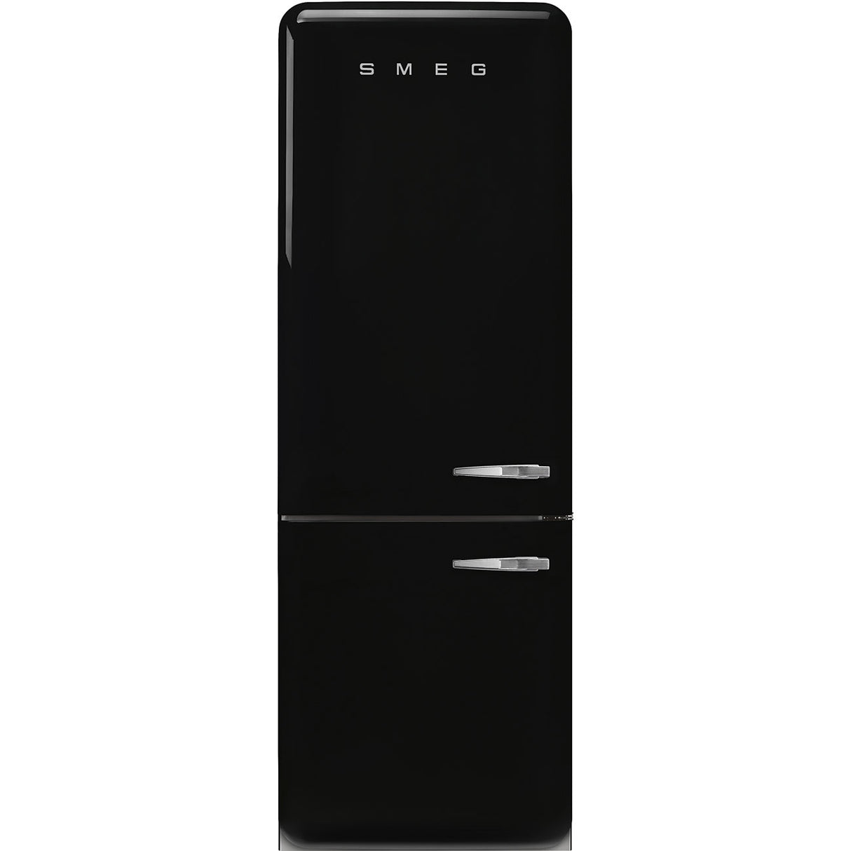 Smeg FAB38LBL6 Retro Free Standing Refrigerator in Black Left hand hinge 706 mm wide Gloss finish - Lux Appliances 
