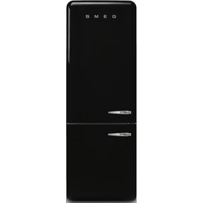 Smeg FAB38LBL6 Retro Free Standing Refrigerator in Black Left hand hinge 706 mm wide Gloss finish - Lux Appliances 