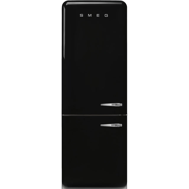 Smeg FAB38LBL6 Retro Free Standing Refrigerator in Black Left hand hinge 706 mm wide Gloss finish - Lux Appliances 
