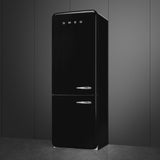Smeg FAB38LBL6 Retro Free Standing Refrigerator in Black Left hand hinge 706 mm wide Gloss finish - Lux Appliances 