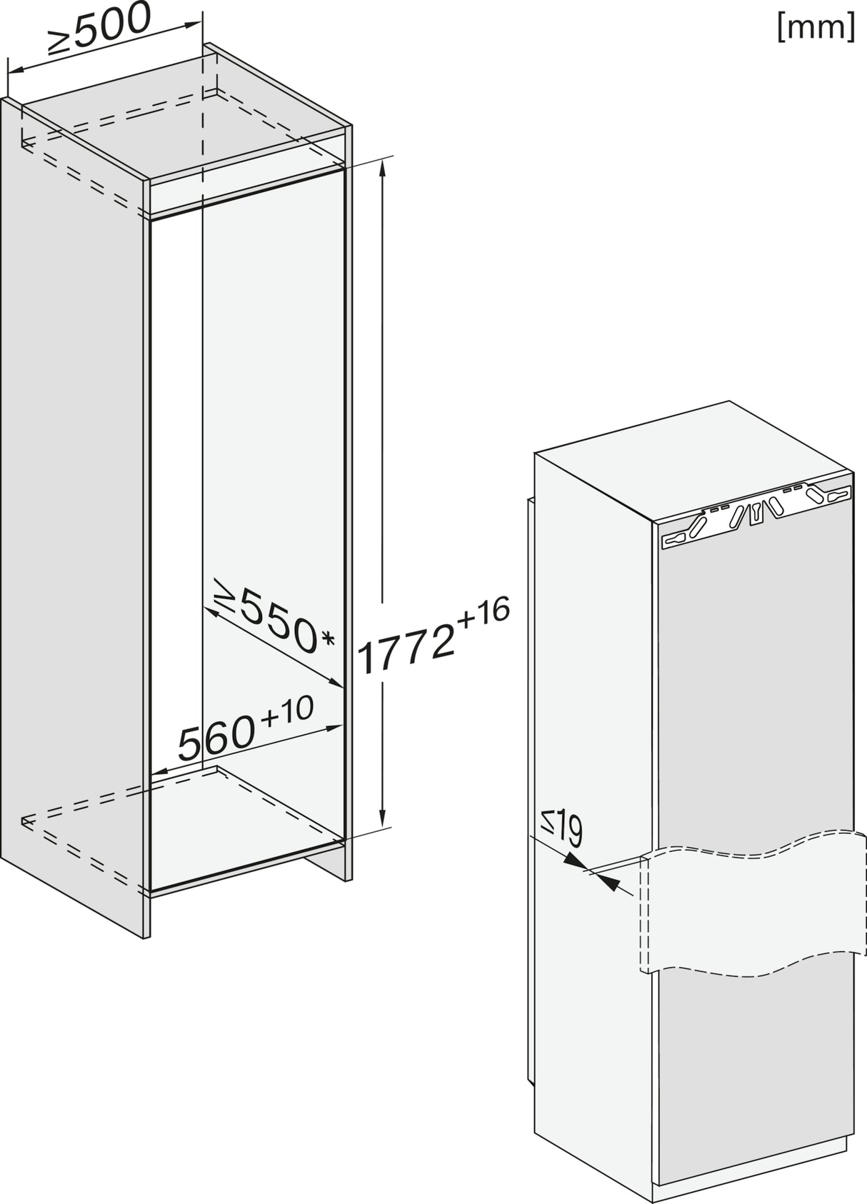 Miele FNS7740D Fully Integrated Freezer – Fixed Hinge