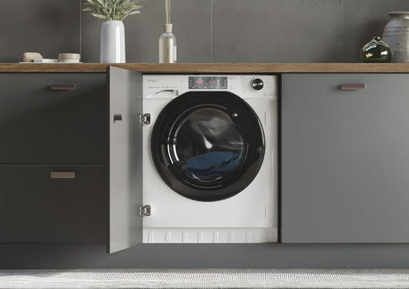 Haier HWQ90B416FWB-UK 9kg Integrated Washing Machine - A Rated - White & Black