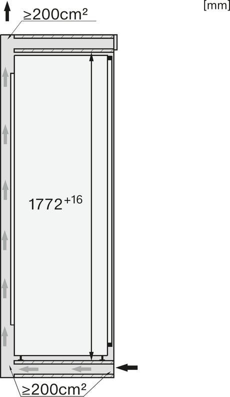Miele K7715E Fully Integrated Larder Fridge – Fixed Hinge