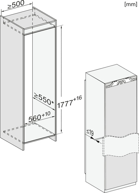 Miele K7797C Fully Integrated Larder Fridge – Fixed Hinge