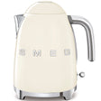 Smeg KLF03CRUK 50's Style Electric Kettle, Cream 1.7 litre capacity. Limescale filter. 3000w Fast Boiling - Lux Appliances 