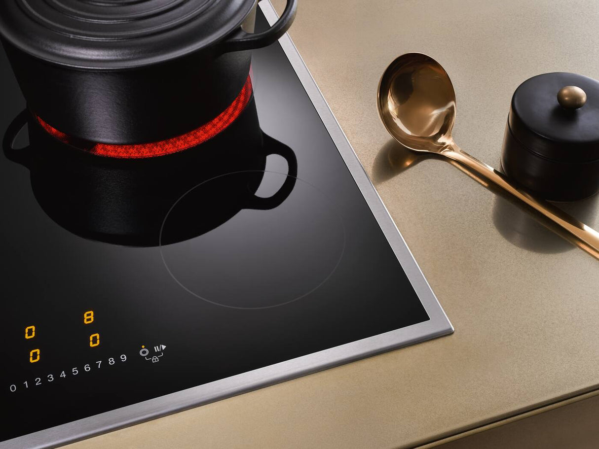 Miele KM6520FR 60cm Wide Ceramic Hob -  Black With Stainless Steel Trim