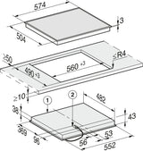 Miele KM6520FR 60cm Wide Ceramic Hob -  Black With Stainless Steel Trim