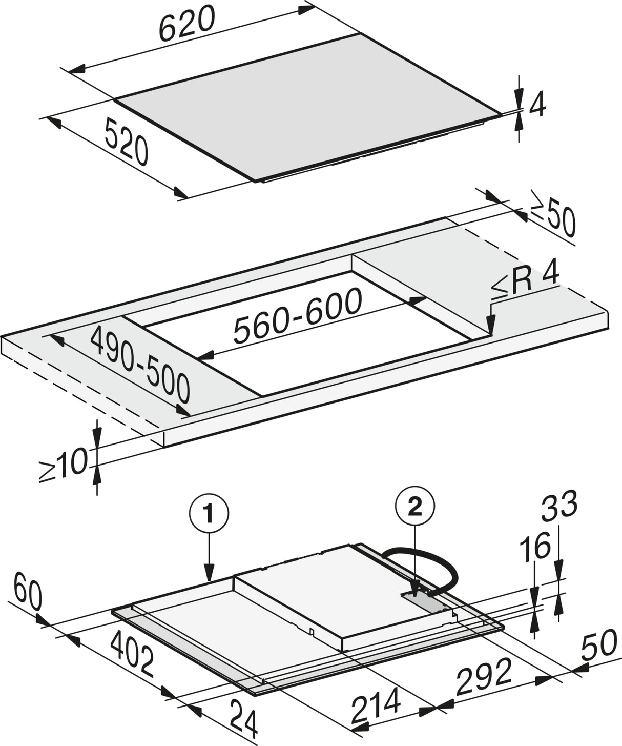 Miele KM7361FL 60cm Wide Induction Hob - Black