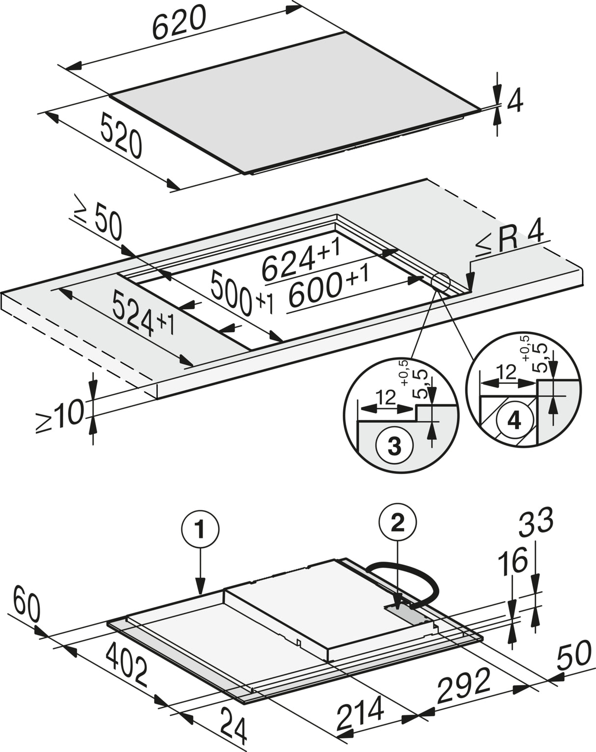 Miele KM7361FL 60cm Wide Induction Hob - Black