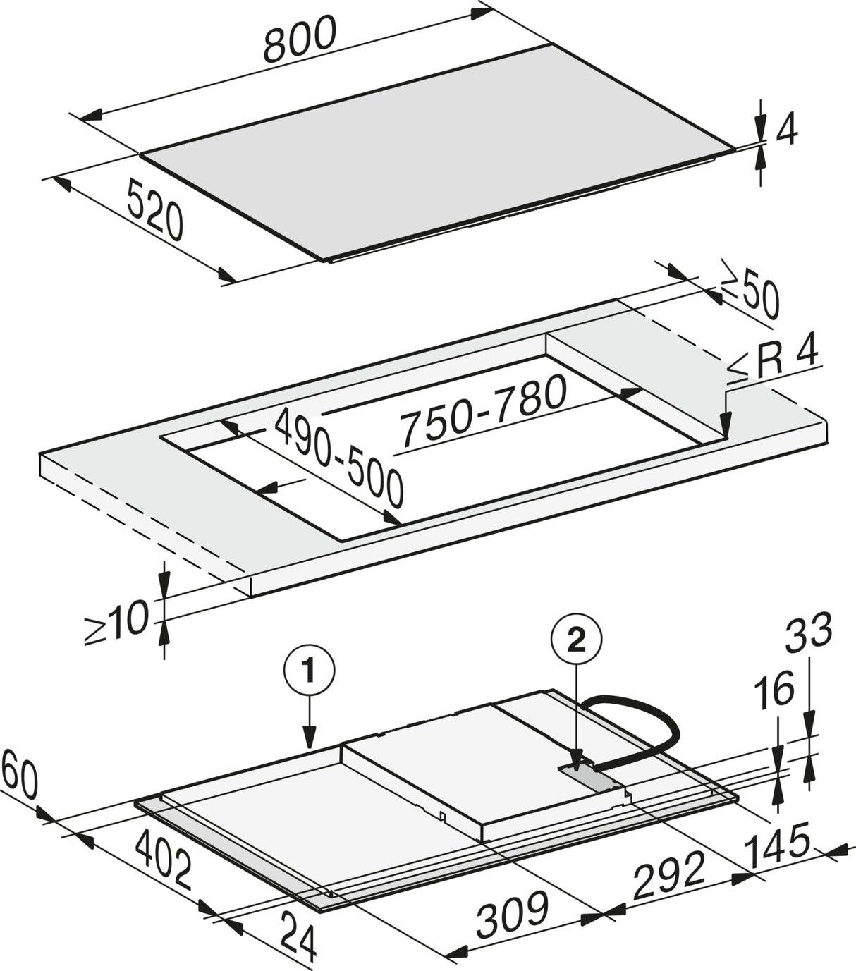 Miele KM7373FL 80cm Wide Induction Hob - Black