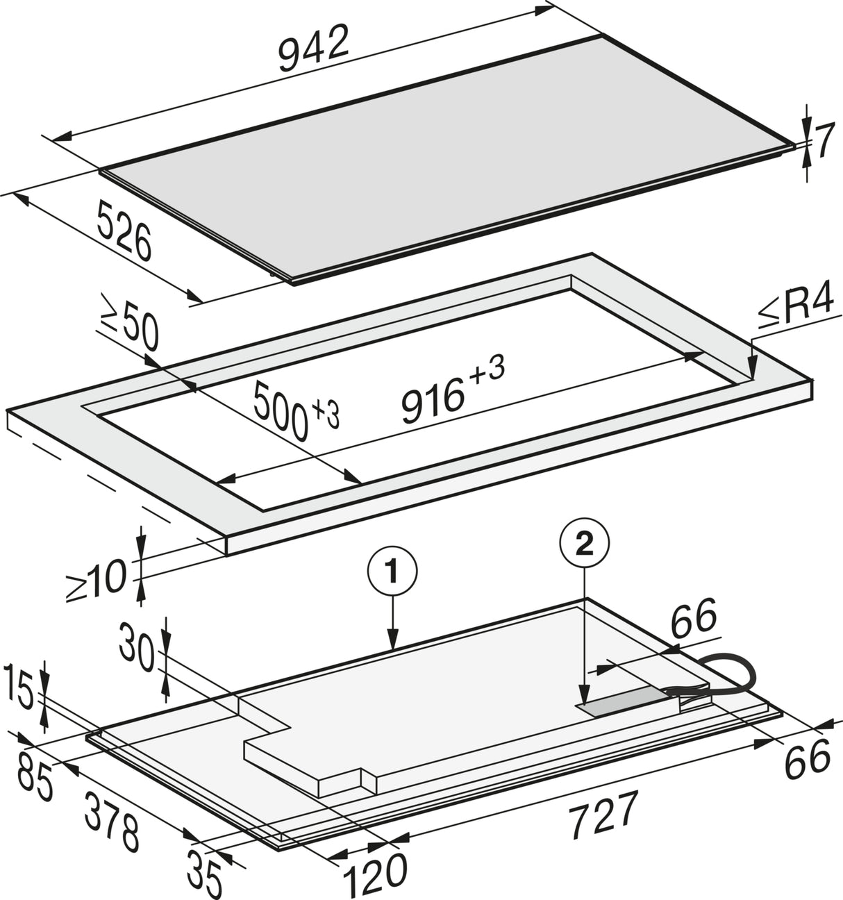 Miele KM7699FR 90cm Wide Induction Hob - Black/Stainless Steel Trim