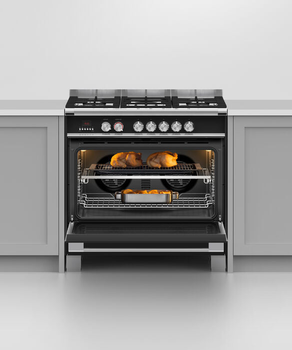 Fisher & Paykel OR90SCG4B1 90cm Series 7 Classic Dual Fuel 5 Burner Freestanding Cooker - Black