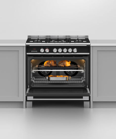 Fisher & Paykel OR90SCG4B1 90cm Series 7 Classic Dual Fuel 5 Burner Freestanding Cooker - Black