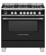 Fisher & Paykel OR90SCG6B1 90cm Series 9 Classic 5 Burner Dual Fuel Pyrolytic Freestanding Cooker - Black