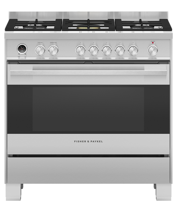 Fisher Paykel OR90SDG6X1 90cm Series 9 Contemporary 5 Burner Dual Fuel Pyrolytic Freestanding Cooker - Stainless Steel