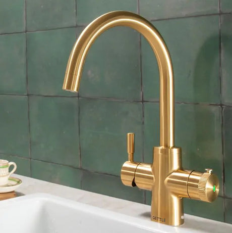 QETTLE Q9208PV Original 4-In-1 Boiling Water Tap 2 Litre Boiler – Gold - Round Spout