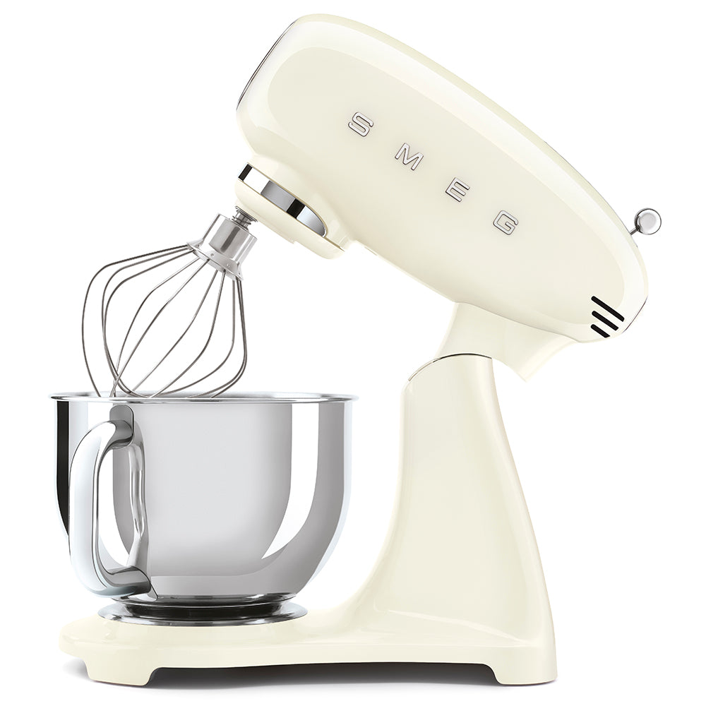 Smeg SMF03CRUK 50's Style 800w, 10 Speed Stand Mixer, Cream Includes dough hook, whisk, beater & more Iconic Retro, 50's Style Design - Lux Appliances 